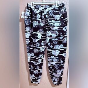 Fresh Monochrome Rose Pattern Joggers